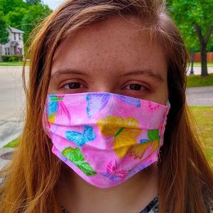 Face mask, butterfly, 2 layers, 100% cotton